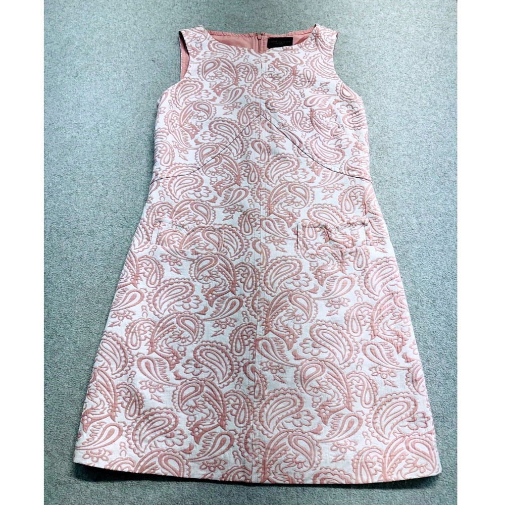 Victoria Beckham Target Dress Womens XS Pink Floral Jacquard Scallop Mini Dress